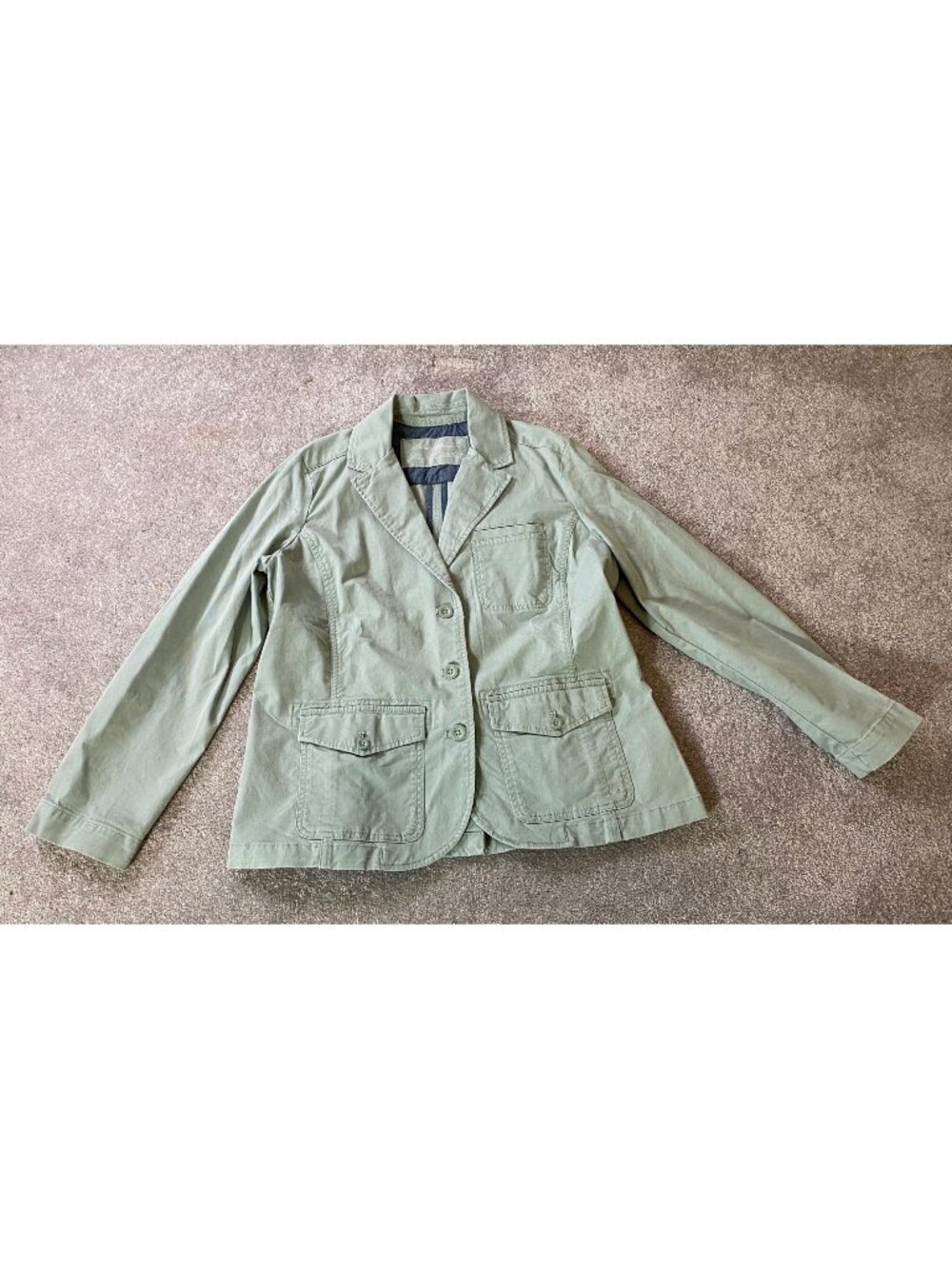 Eddie Bauer Olive Green Legend Wash Stretch Blazer Jacket Size 16 Cotton Blend